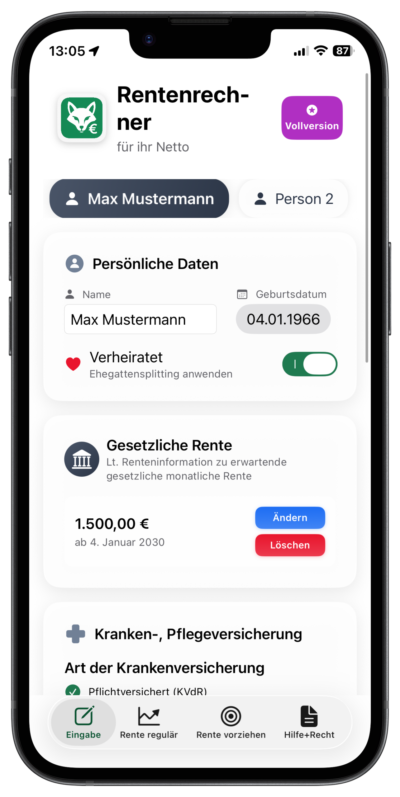 JetztInRente Rentenrechner